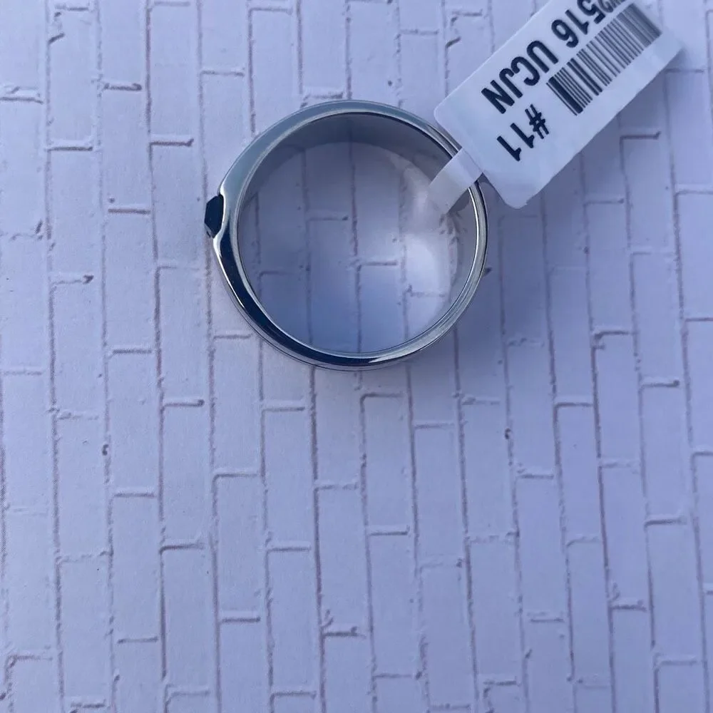 Men’s Stainless Steel Ring Size 11 Black & Silver Tone Modern Band